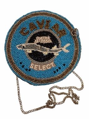 Hand Crafted Turquoise Beaded Round Crossbody Purse